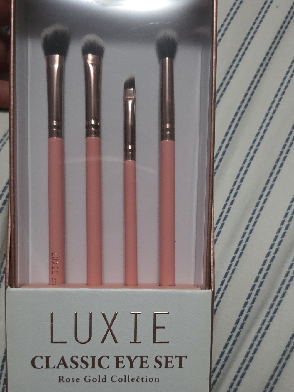 Luxie Pink Eye Brush Set with Rose Gold Ferrules